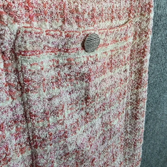 St John Jacket M Pink Tweed Knit Cardigan Duster Long Blazer Wool Blend Sweater - Picture 5 of 13